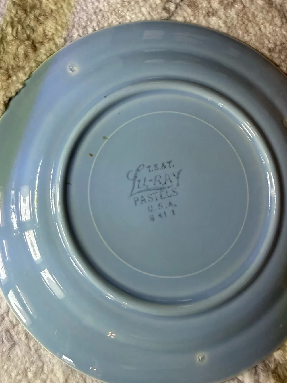 Lu-Ray Pastels Blue Plates Salad Bread Dessert - 6-3/8” Vintage Spring Easter